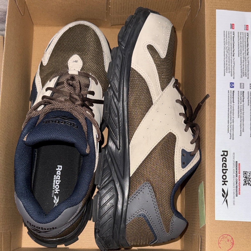 Reebok Men's Brown and Cream Work Shoes
